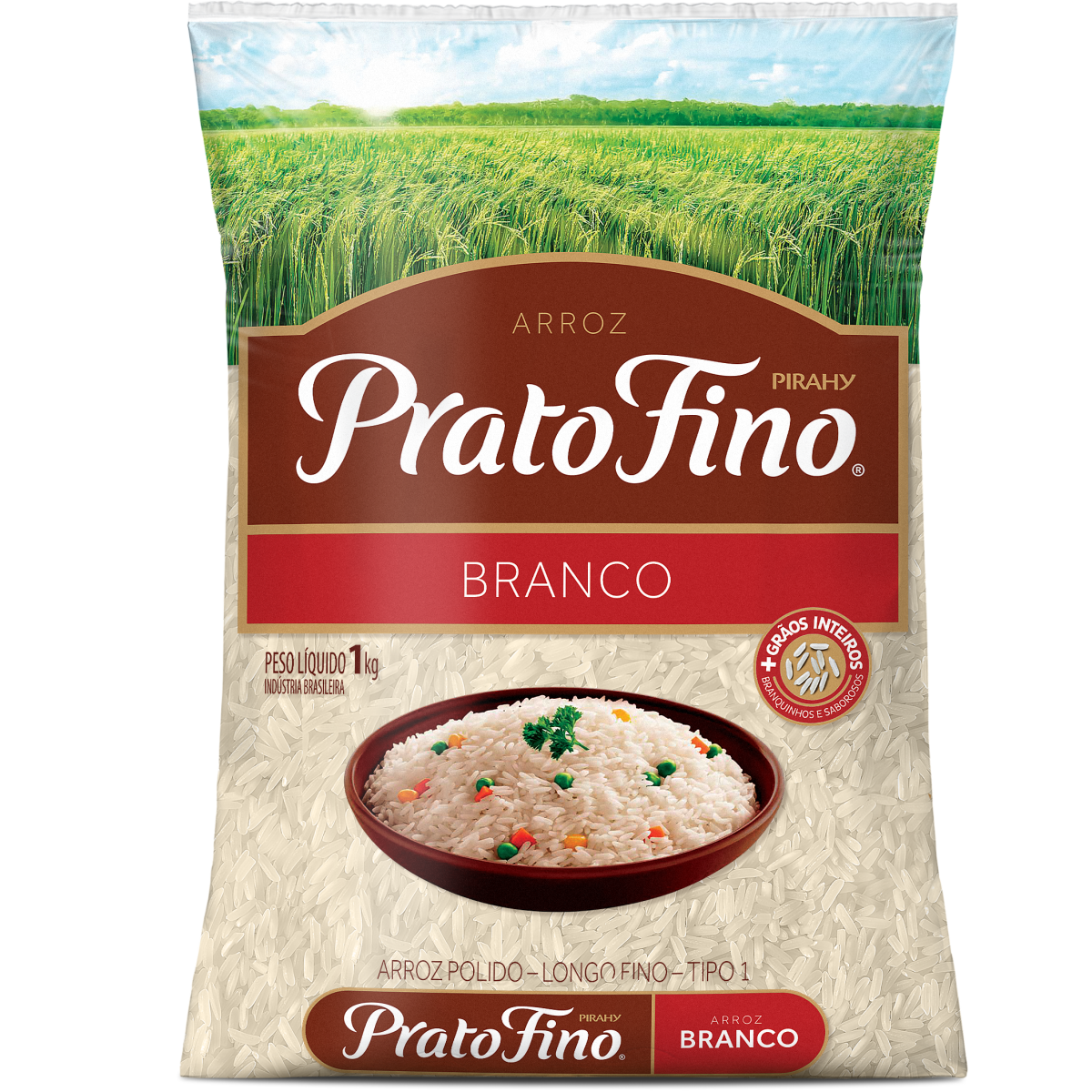 Arroz Agulhinha Tipo 1 PRATO FINO Pacote 1kg