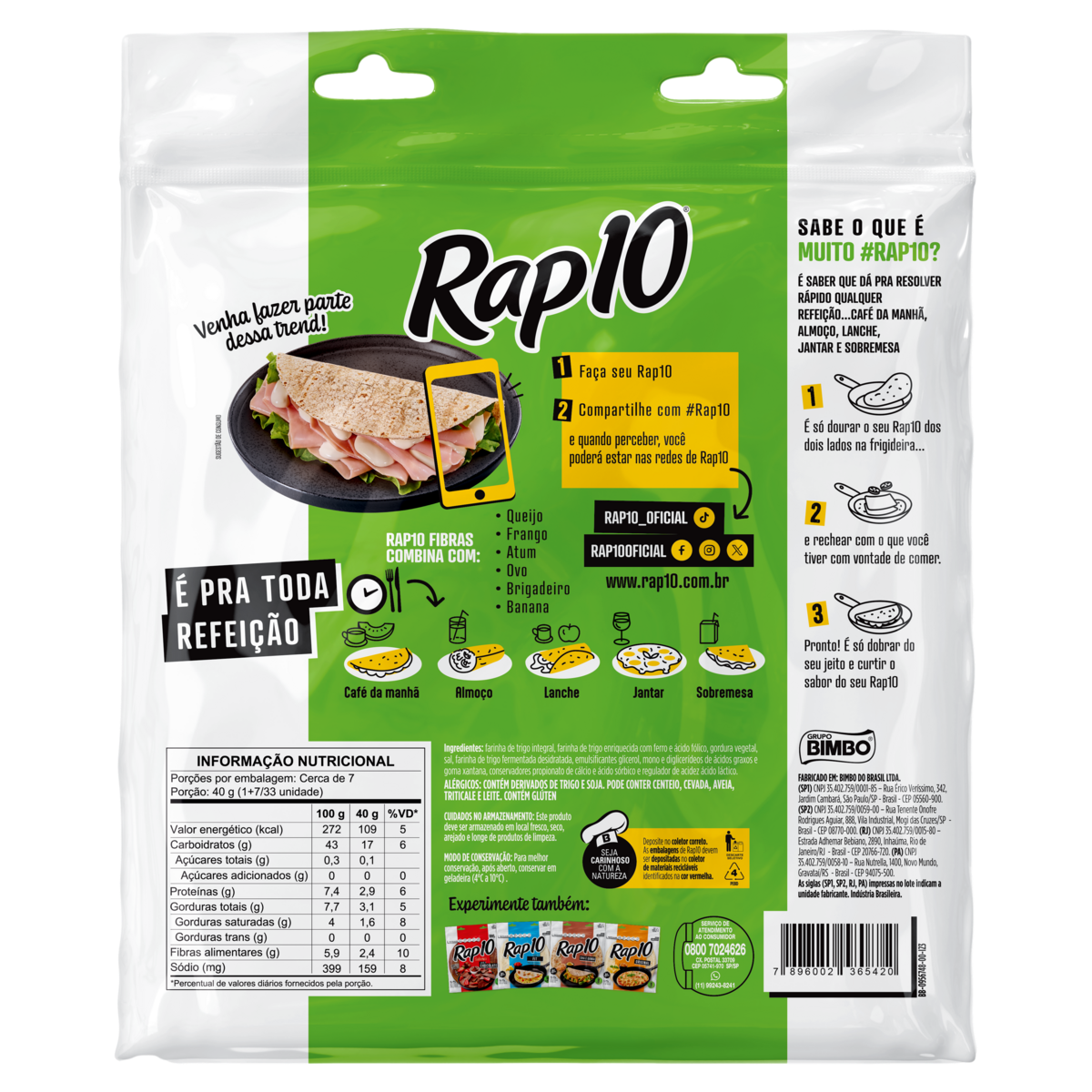 Pão Tortilha Integral Rap10 Pouch 297g | Extra Mercado