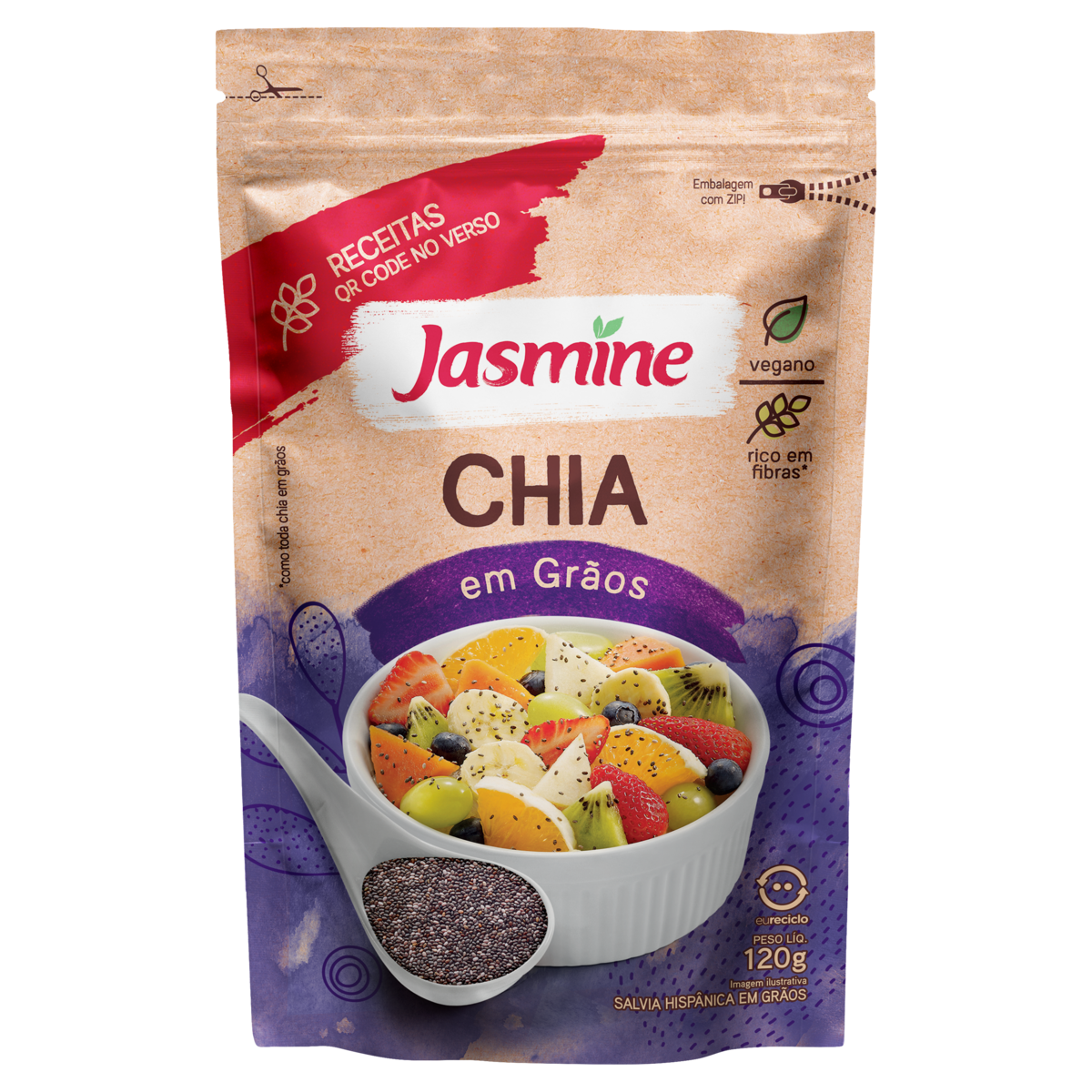 Chia em Grãos Jasmine Pouch 120g | Extra Mercado