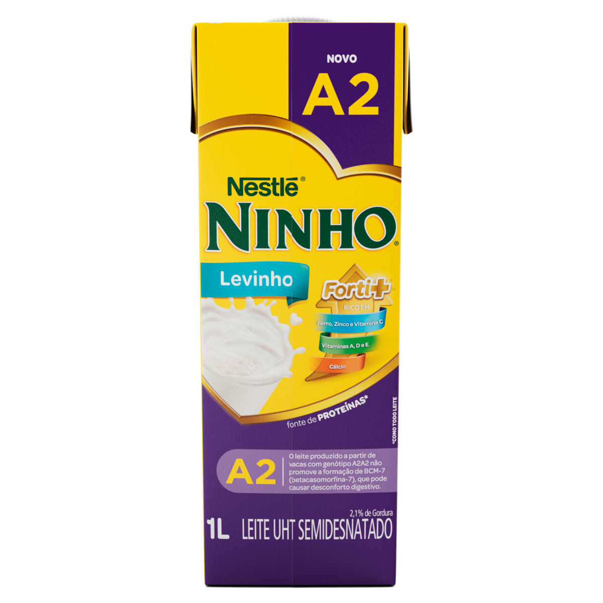 Leite UHT Tipo A2A2 Semidesnatado Ninho Levinho Forti+ Caixa com
