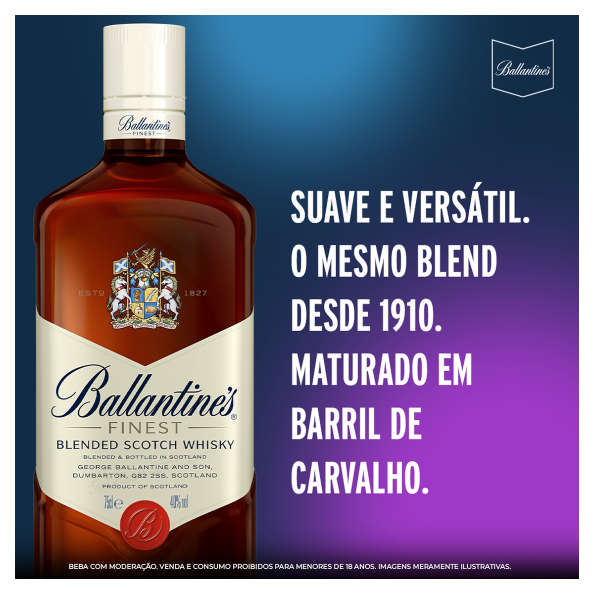 Whisky Escocês Blended Finest Ballantines Garrafa 750ml | Extra