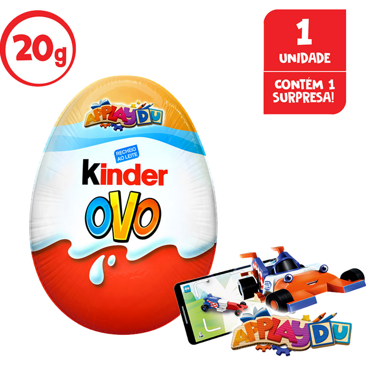 Chocolate Recheio ao Leite Applaydu Kinder Ovo Laranja 20g | Extra